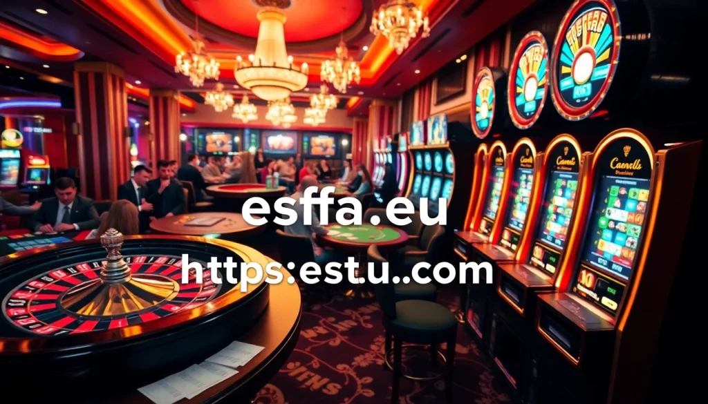 Experience the thrill at https://esfa.eu.com/ with vibrant slot machines and engaging poker games in a luxurious casino atmosphere.