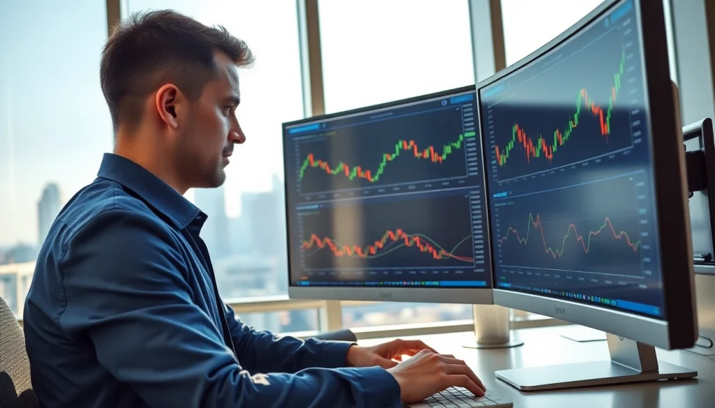 XAUUSD SIGNALS analysis on screens by a professional trader in a bright office.